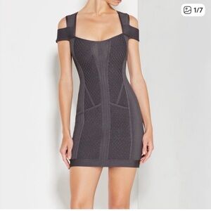 Herve Leger Evanne textured mesh bandage dress